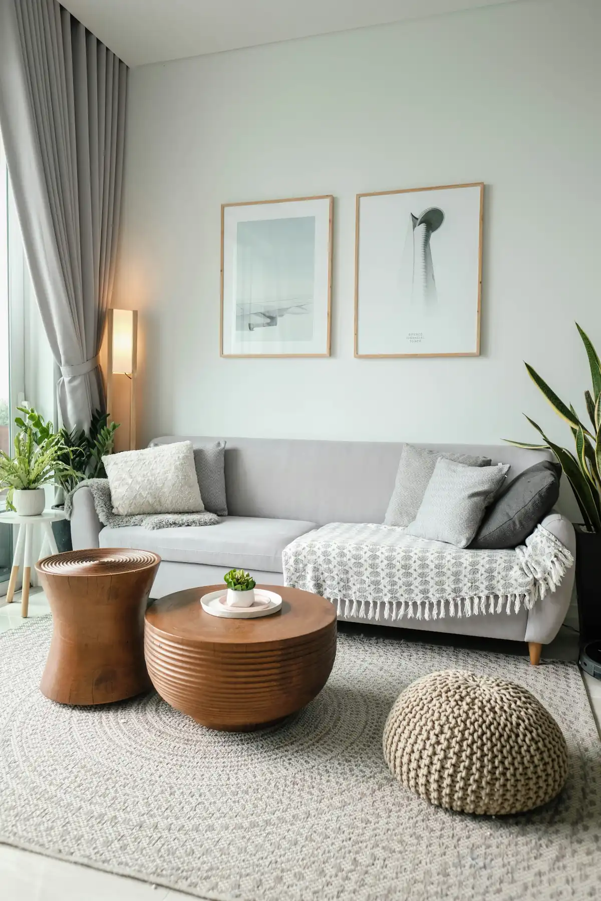 Warm, realistic interior visualisation of a modern living room